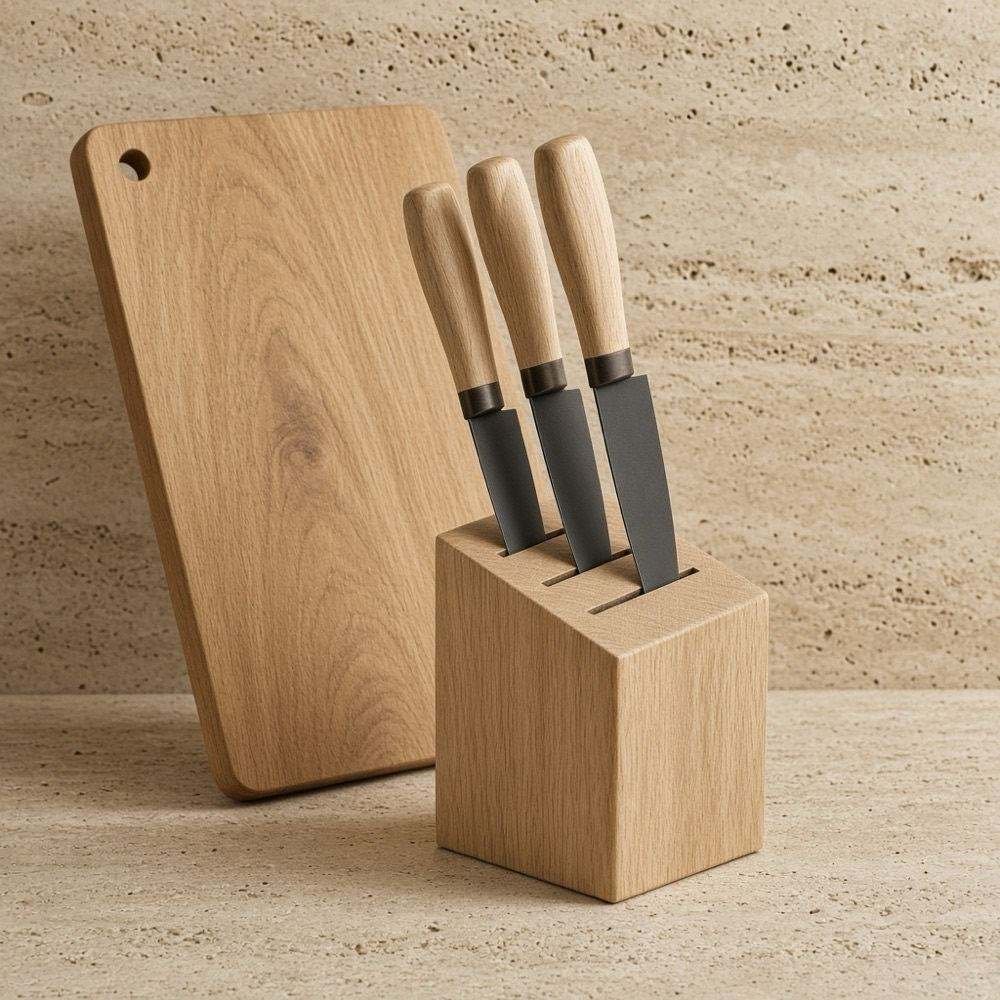Set de couteaux de cuisine et planche à découper
